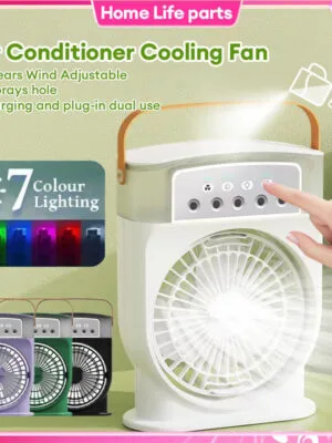 Portable USB Air Conditioner Cooling Fan With 5 Sprays 7 Color Light 600ML Water Tank Spray Mist Air Cooler Humidifiers