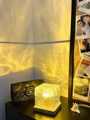 LED Water Ripple Ambient Night Light USB Rotating Projection Crystal Table Lamp RGB Dimmable Home Decoration 16 Color Gifts